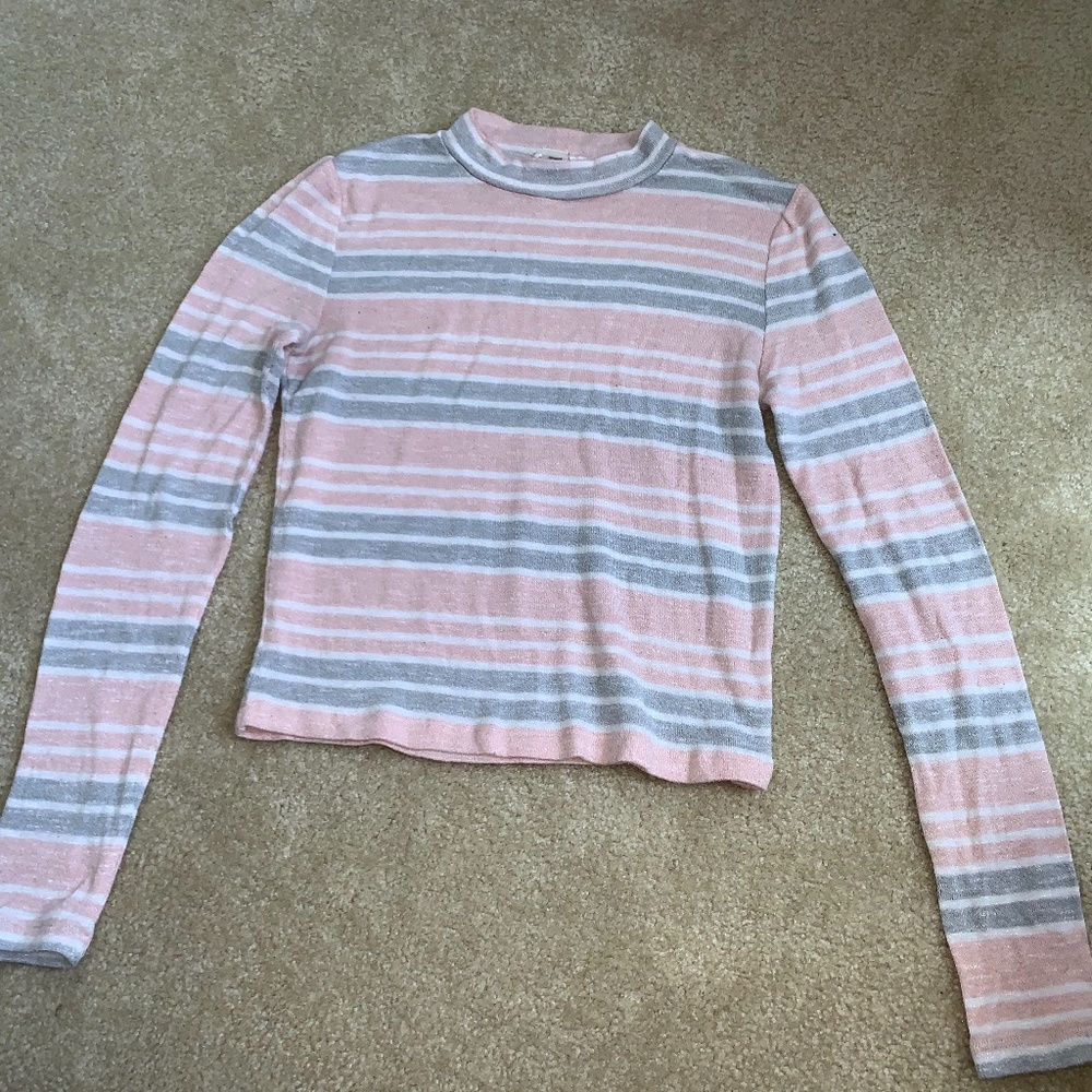 Pink And Grey Crop Top